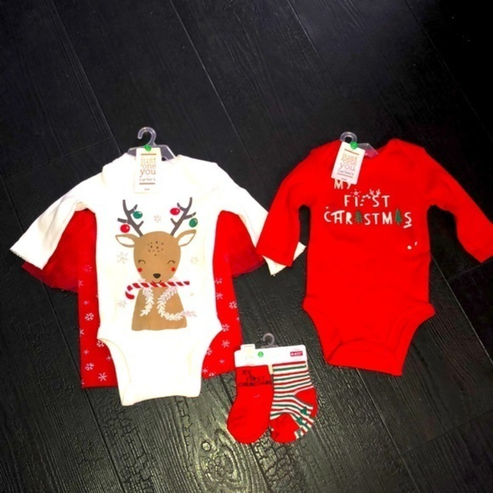 Carter’s Babies First Christmas bodysuit Set‎ Lot 3 Months